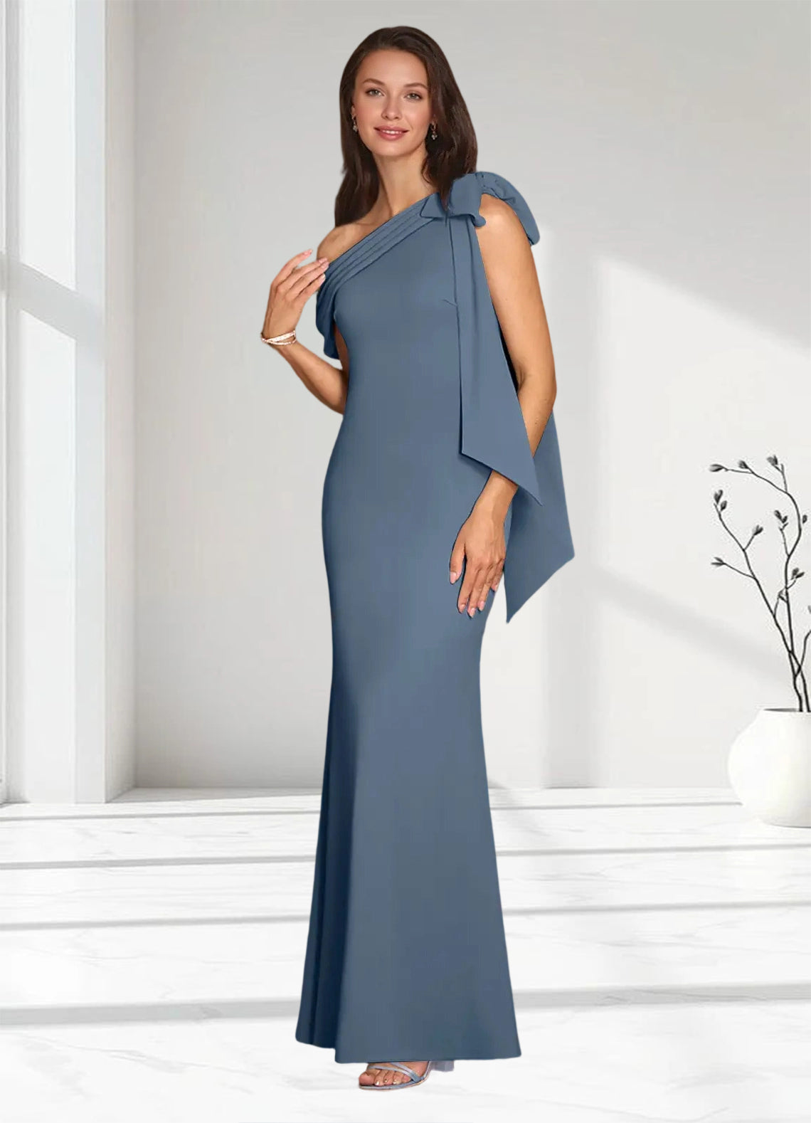Augday Myers Mermaid Pleated Stretch Crepe Dress