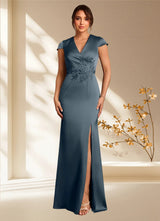 Augday Rilda Sheath Lace Stretch Satin Dress