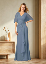 Augday Carson A-Line V-Neck Lace Chiffon Dress