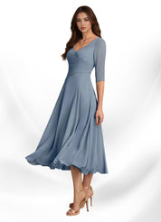 Augay Durant A-Line Pleated Chiffon Dress