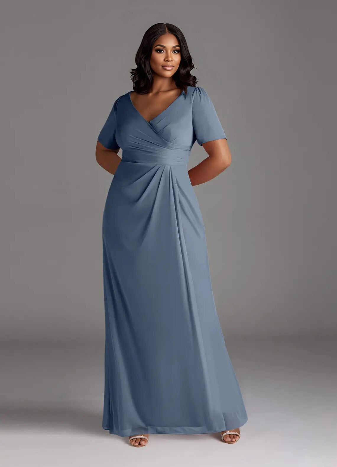 Augday Bessie A-Line Pleated Mesh Dress Plus Size