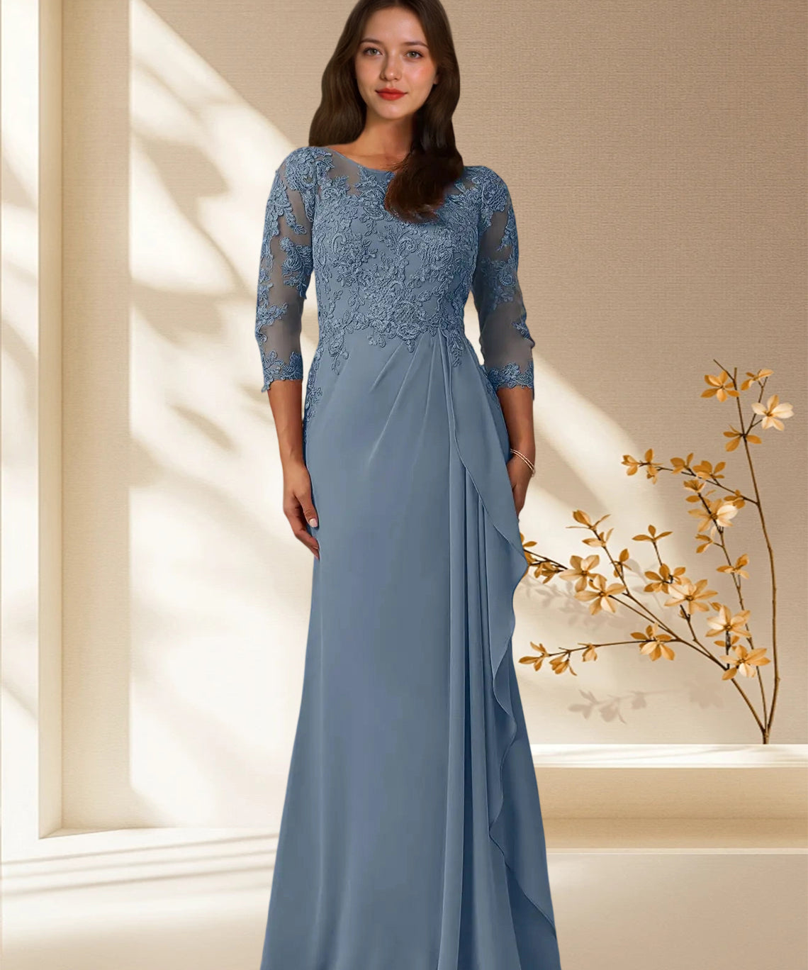 Augday Calanthe A-Line Scoop Chiffon Dress