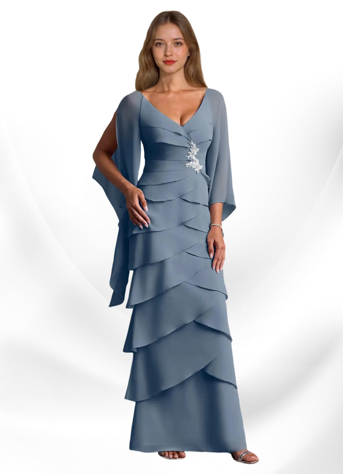 Augday Arabinda Sheath Ruched Chiffon Dress