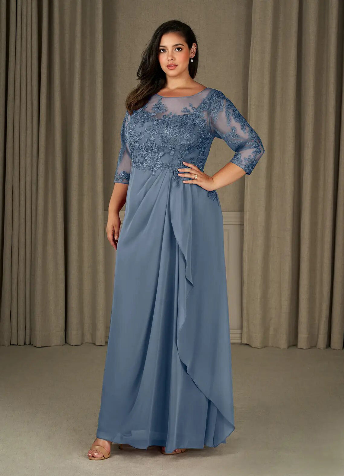 Augday Calanthe A-Line Scoop Chiffon Dress Plus Size