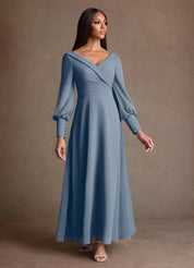 Augday Paterson A-Line Pleated Chiffon Dress