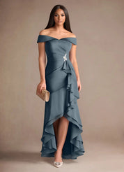 Augday Billings Mermaid Off the Shoulder Stretch Satin Dress