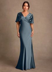 Augday Dosia Sheath Pleated Stretch Satin Dress