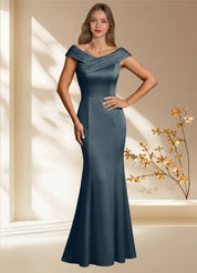 Augday Aberdeen Sheath Pleated Stretch Satin Dress