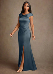 Augday Irvine A-Line Pleated Stretch Satin Dress