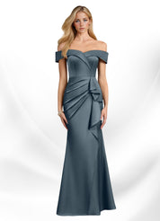 Augday Laredo Mermaid Off the Shoulder Stretch Satin Dress