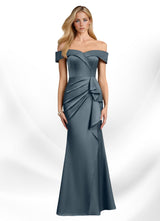 Augday Laredo Mermaid Off the Shoulder Stretch Satin Dress