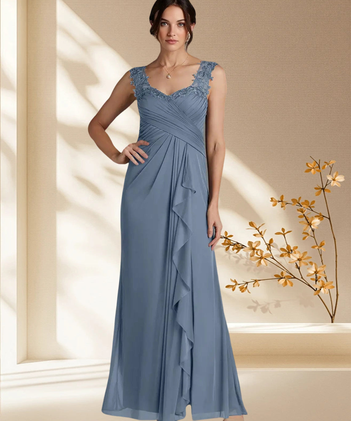 Augday Edelin A-Line Sweetheart Neckline Pleated Mesh Dress