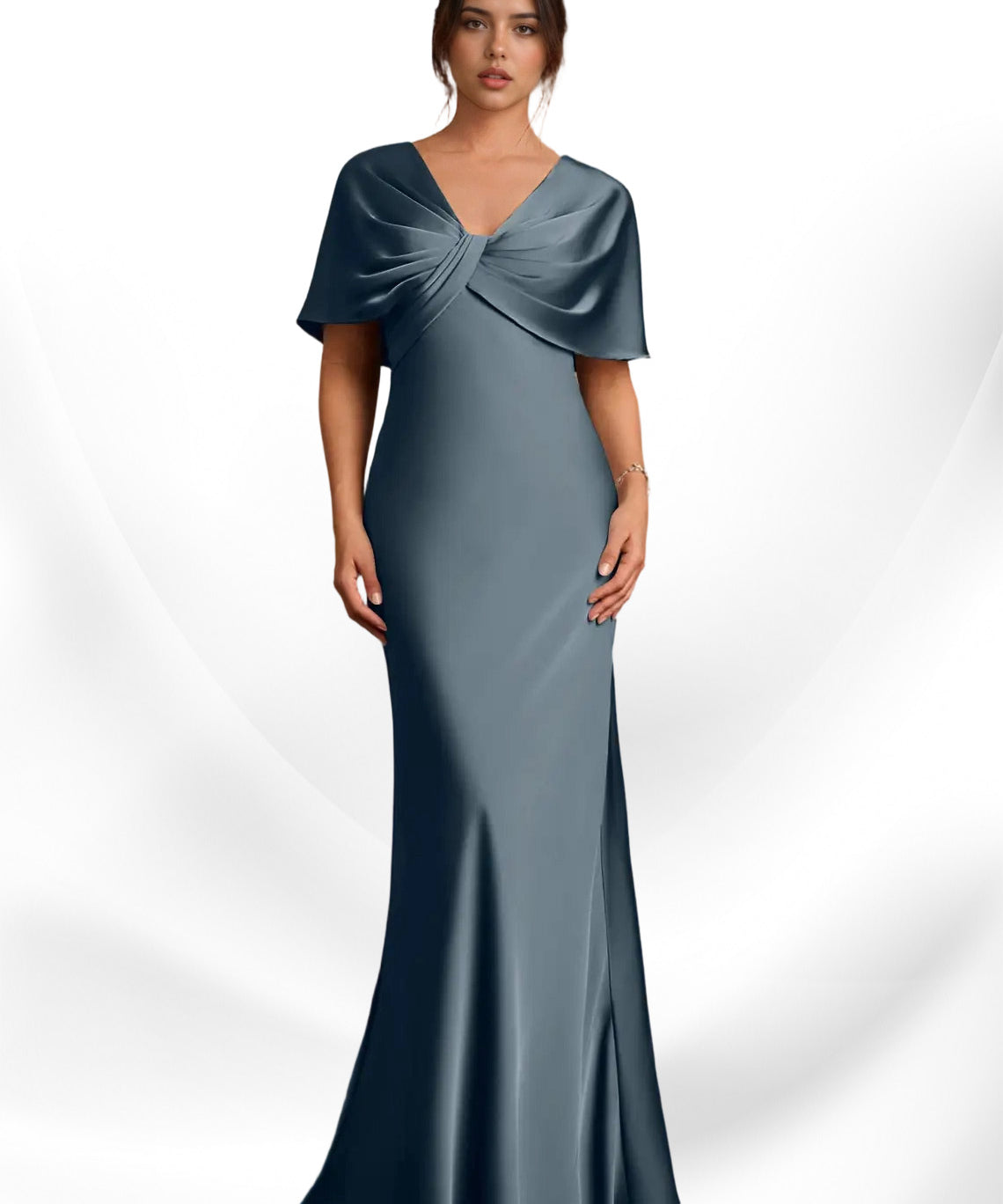 Augday Dosia Sheath Pleated Stretch Satin Dress