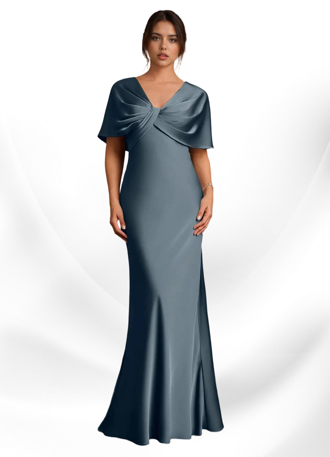 Augday Dosia Sheath Pleated Stretch Satin Dress