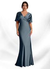 Augday Dosia Sheath Pleated Stretch Satin Dress