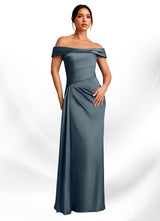 Augday Beah Sheath Off the Shoulder Stretch Satin Dress
