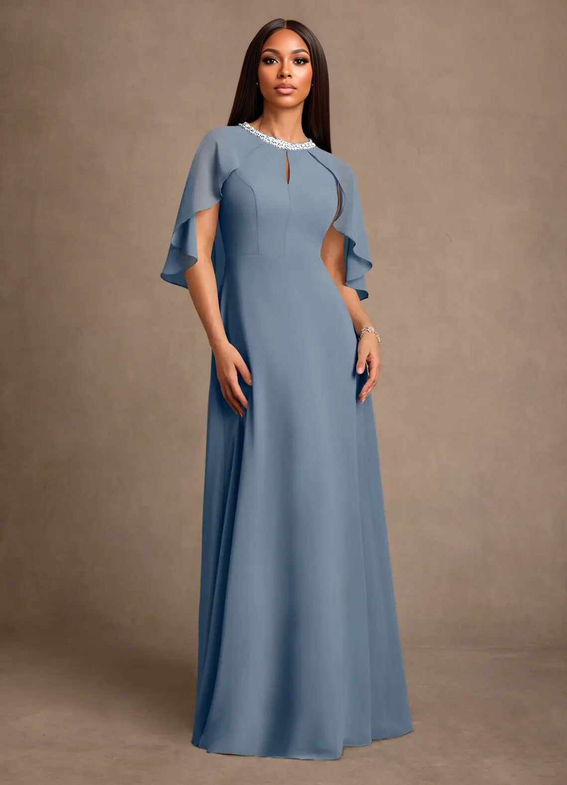 Augday Winnifred A-Line Beaded Chiffon Dress