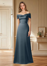 Augday Amelia A-Line Off the Shoulder Stretch Satin Dress