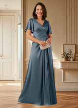 Augday Emmeline A-Line Pleated Stretch Satin Dress