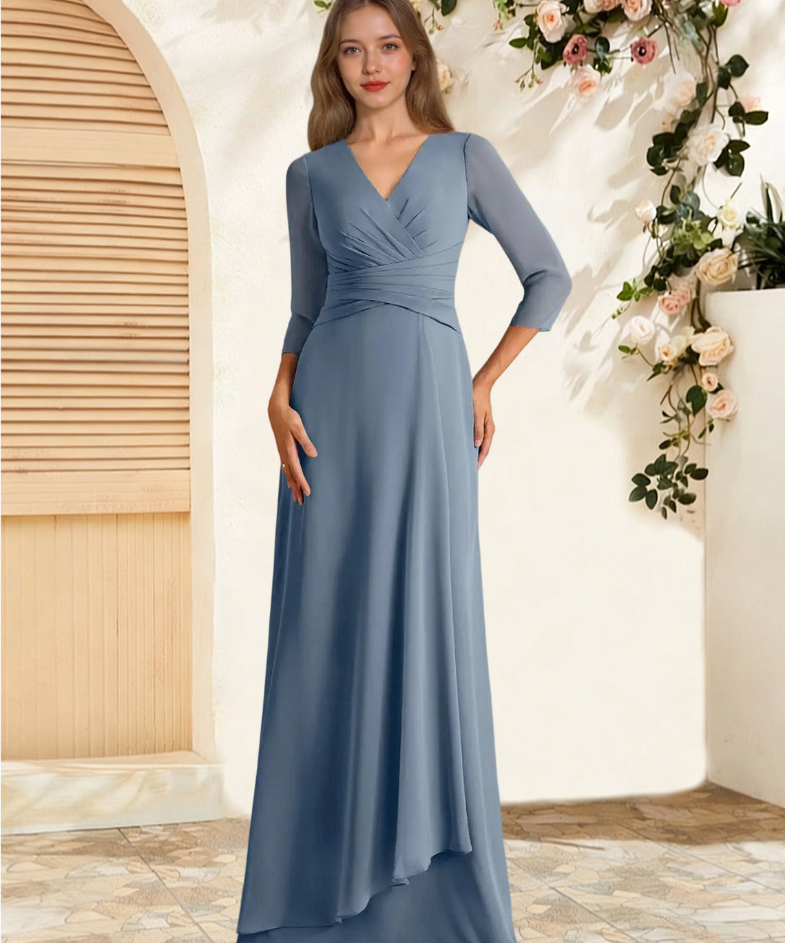 Augday Mayfield A-Line Pleated Chiffon Dress