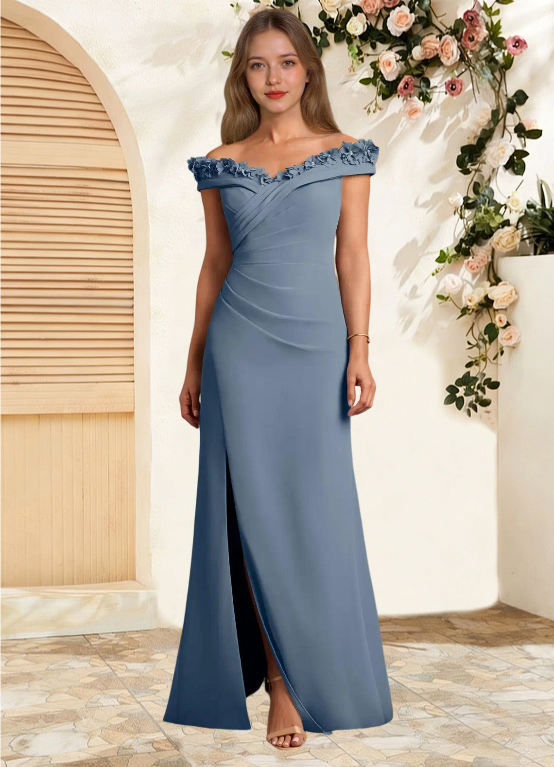 Augday Jettie Sheath Pleated Chiffon Dress