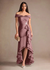 Augday Billings Mermaid Off the Shoulder Stretch Satin Dress