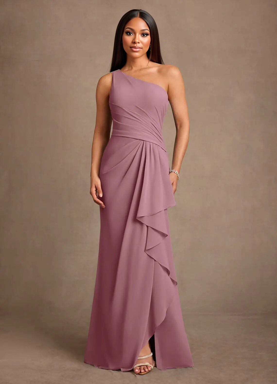 Augday Floy Sheath One Shoulder Chiffon Dress