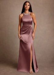 Augday Lawrence A-Line Pleated Stretch Satin Dress