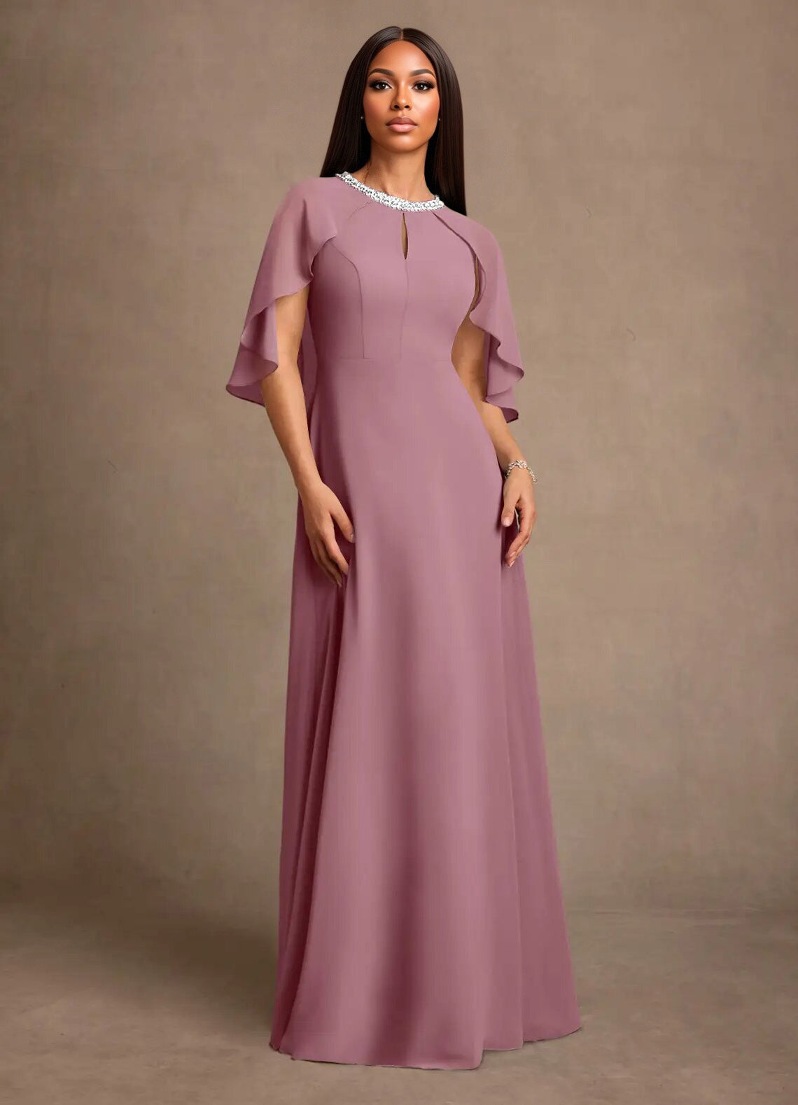 Augday Winnifred A-Line Beaded Chiffon Dress