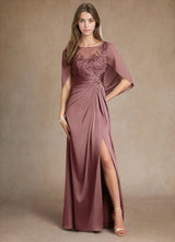 Augday Hera Mother of the Bride Dresses A-Line Lace Stretch Satin Dress