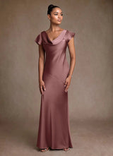 Augday Shelby Mother of the Bride Dresses Mermaid Pleated Stretch Satin Dress