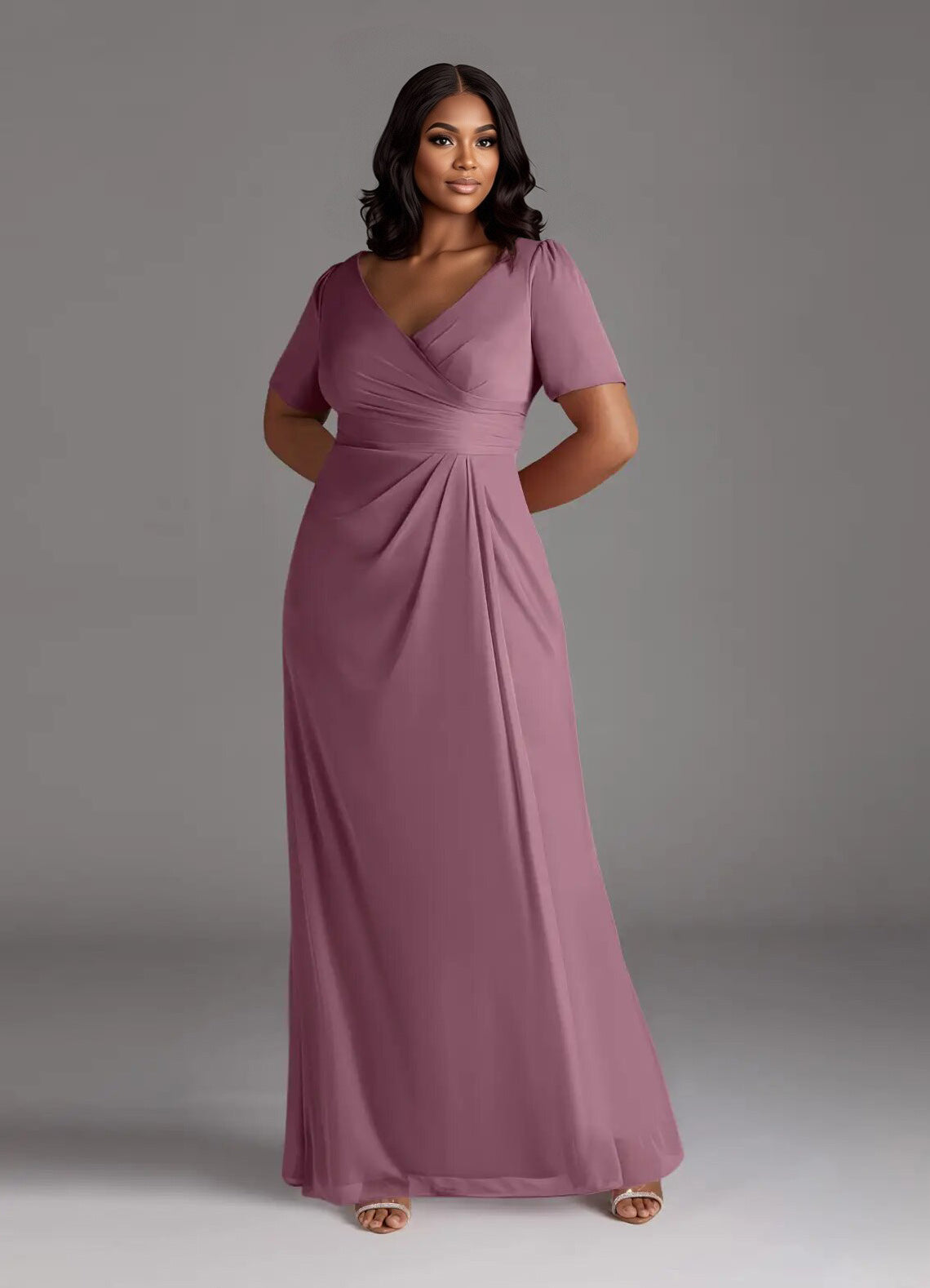 Augday Bessie A-Line Pleated Mesh Dress Plus Size