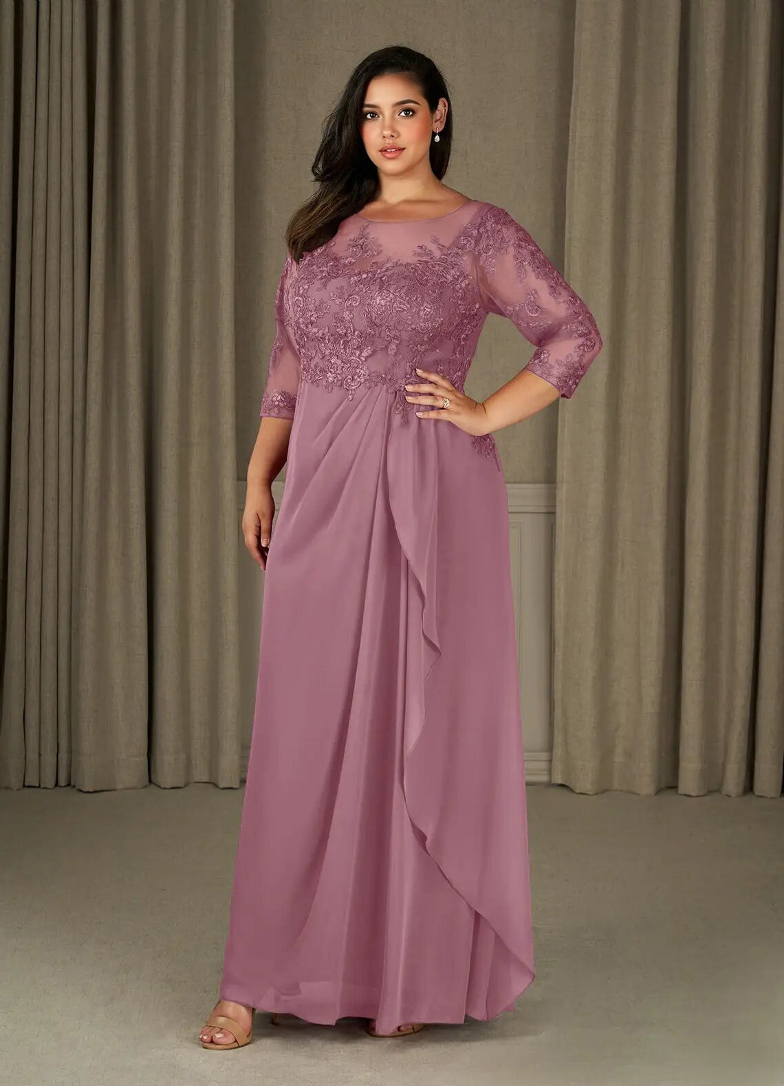 Augday Calanthe A-Line Scoop Chiffon Dress Plus Size