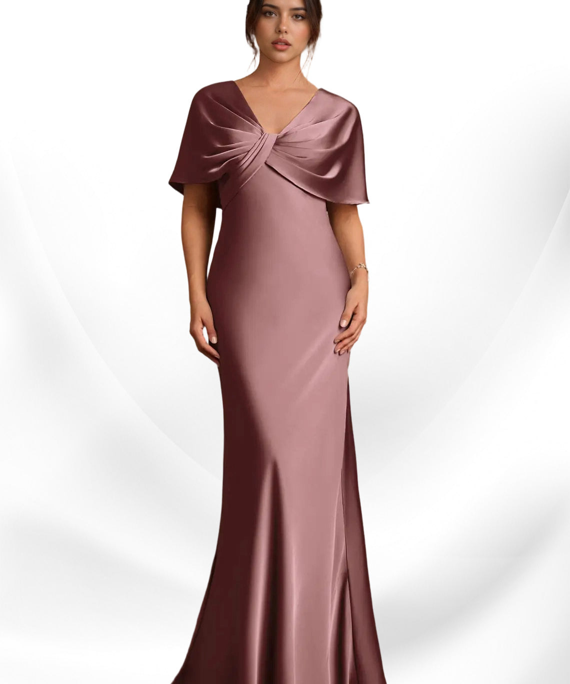 Augday Dosia Sheath Pleated Stretch Satin Dress