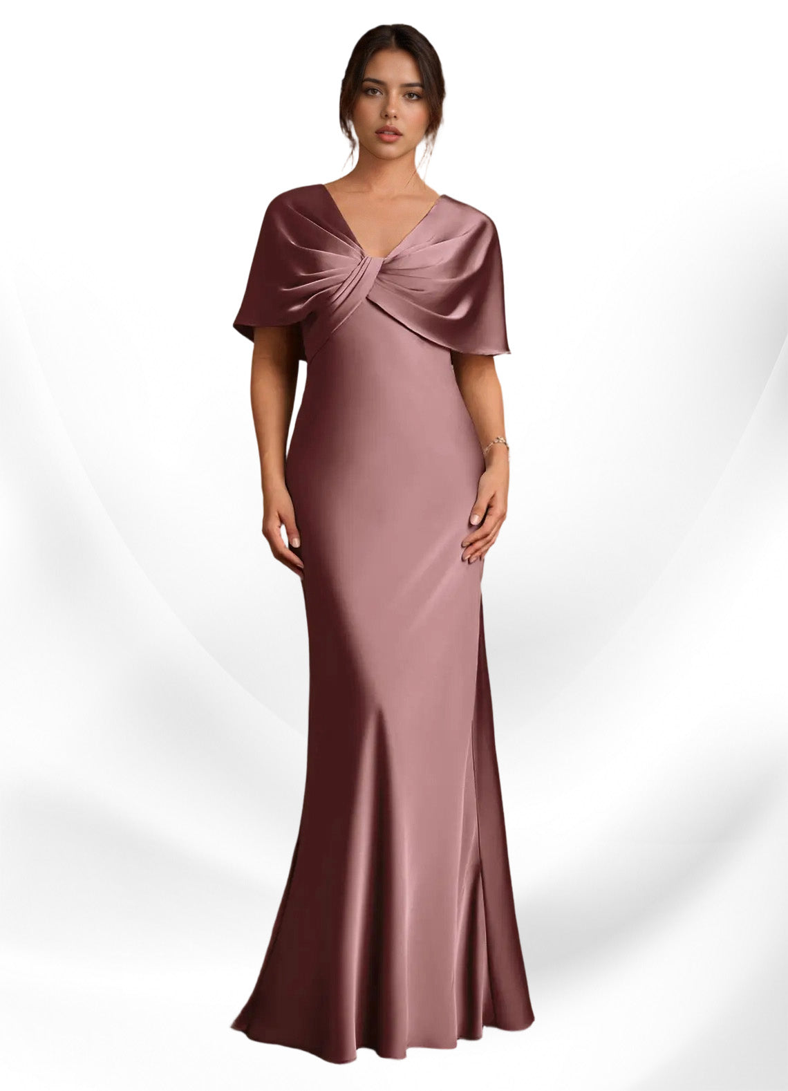 Augday Dosia Sheath Pleated Stretch Satin Dress