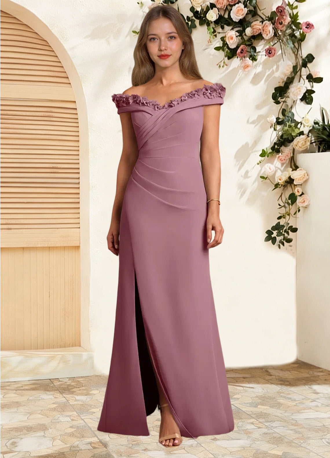 Augday Jettie Sheath Pleated Chiffon Dress