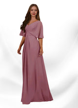 Augday Oksana A-Line V-Neck Pleated Chiffon Dress