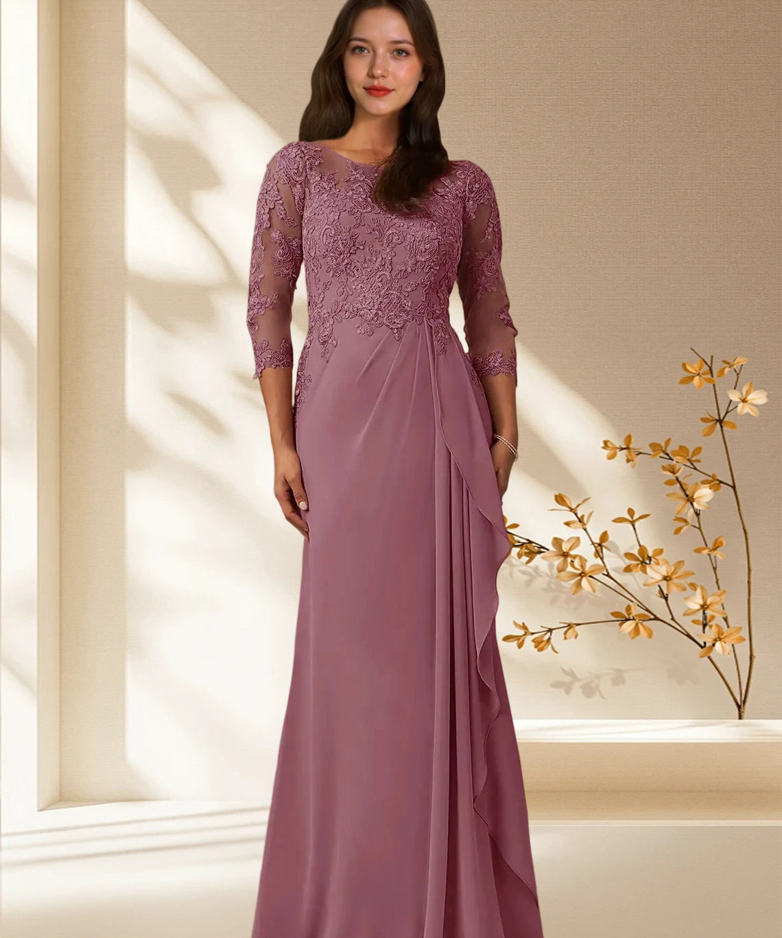 Augday Calanthe A-Line Scoop Chiffon Dress