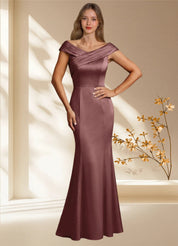 Augday Aberdeen Sheath Pleated Stretch Satin Dress