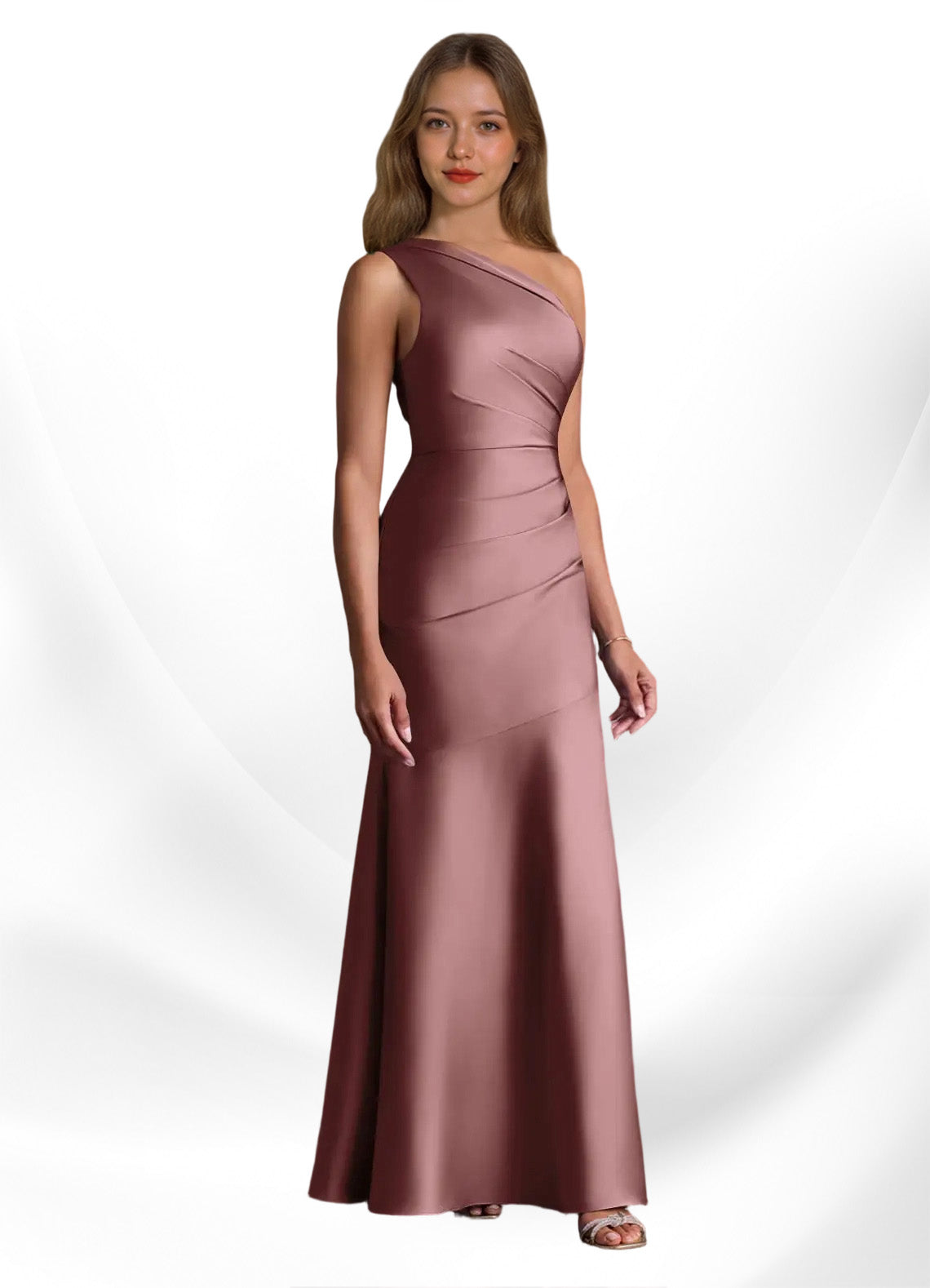 Augday Haifa Mermaid One Shoulder Stretch Satin Dress