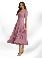 Augay Durant A-Line Pleated Chiffon Dress