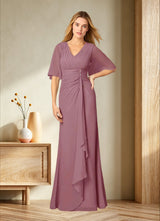 Augday Carson A-Line V-Neck Lace Chiffon Dress
