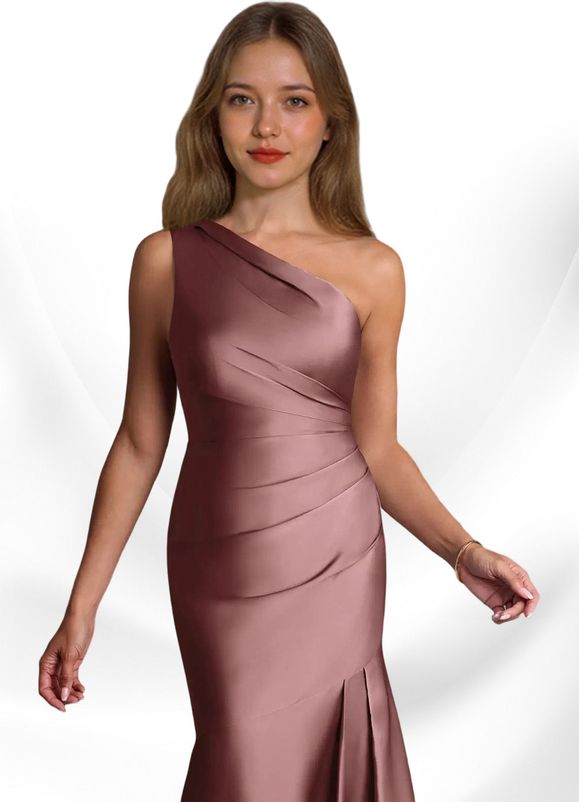 Augday Haifa Mermaid One Shoulder Stretch Satin Dress