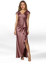 Augday Anderson A-Line Pleated Stretch Satin Dress