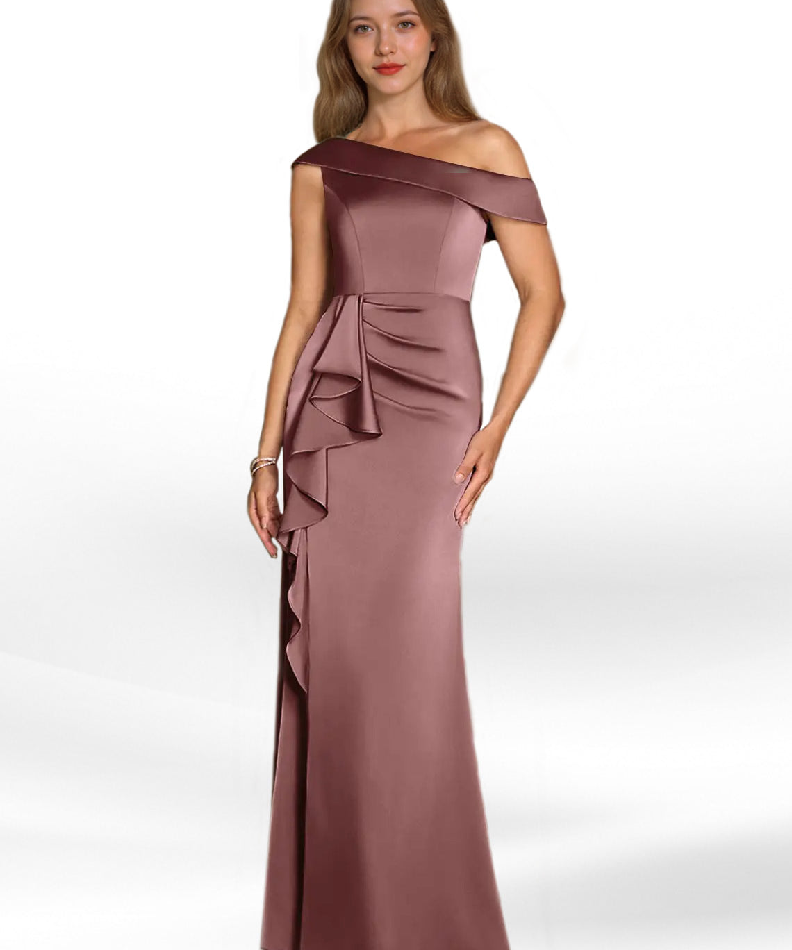 Augday Hamptons A-Line Pleated Stretch Satin Dress