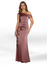 Augday Hamptons A-Line Pleated Stretch Satin Dress