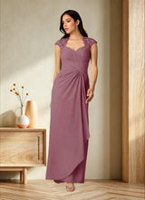 Augday Birdie A-Line Queen Anne Sequins Chiffon Dress