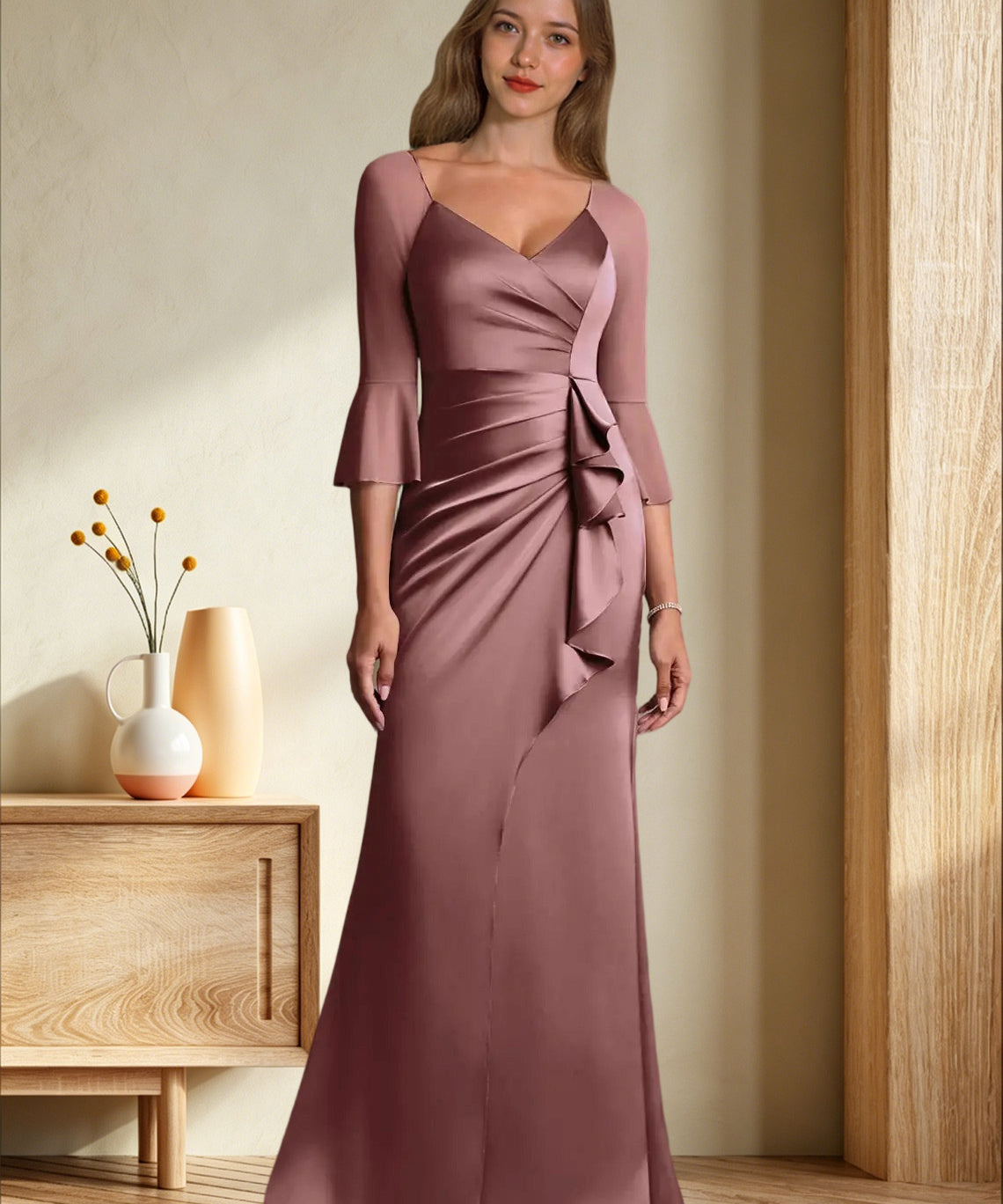 Augday Nampa Sheath Pleated Mesh Dress