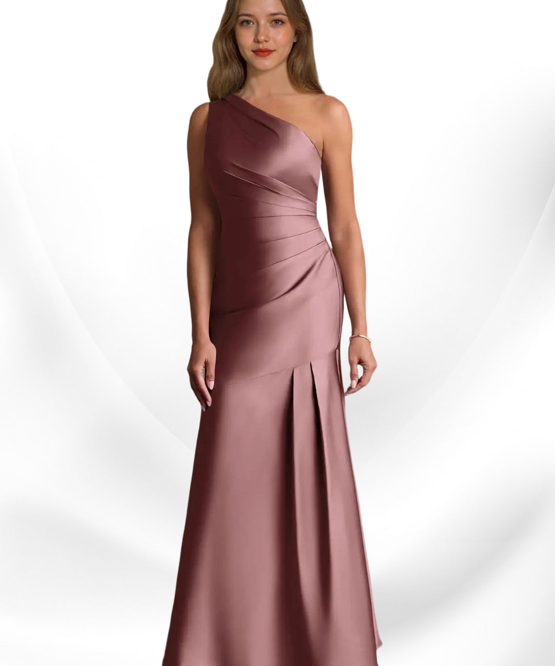 Augday Haifa Mermaid One Shoulder Stretch Satin Dress