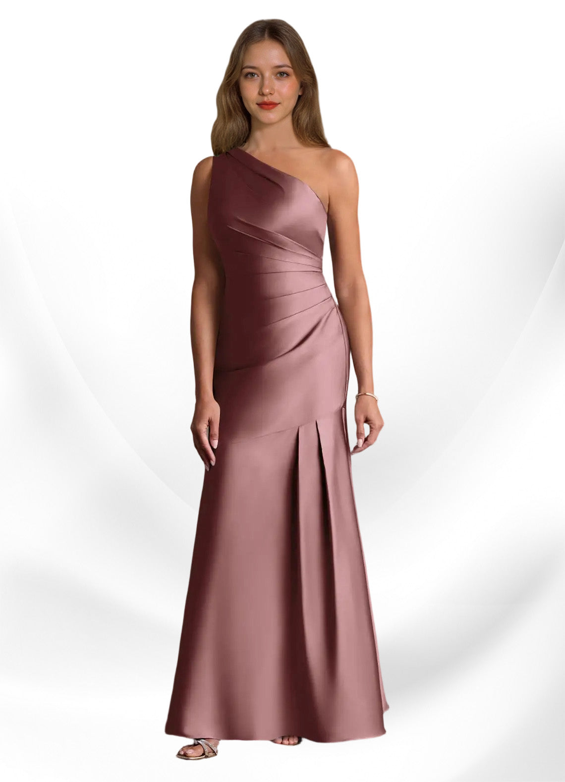 Augday Haifa Mermaid One Shoulder Stretch Satin Dress